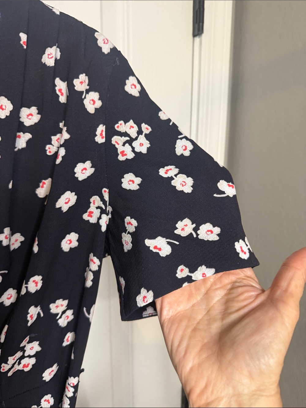 French Connection Black Mini Dress with Pink Floral Print - Picture 6 of 7